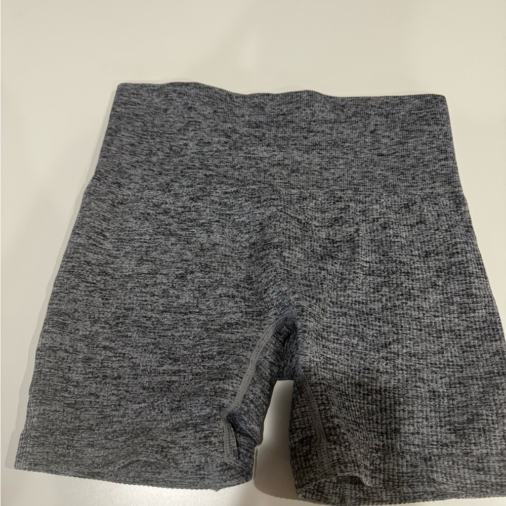 Dark gray ribbed booty shorts